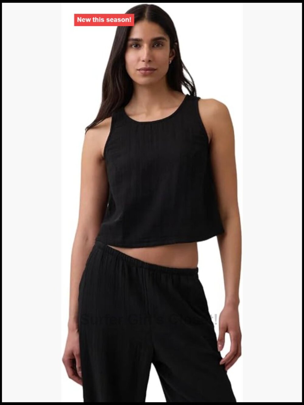Gauze Sleeveless Drawstring Tank Top Cotton Womens